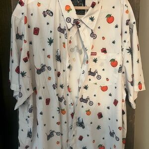 DIXXON White Shirt with Colorful Motifs